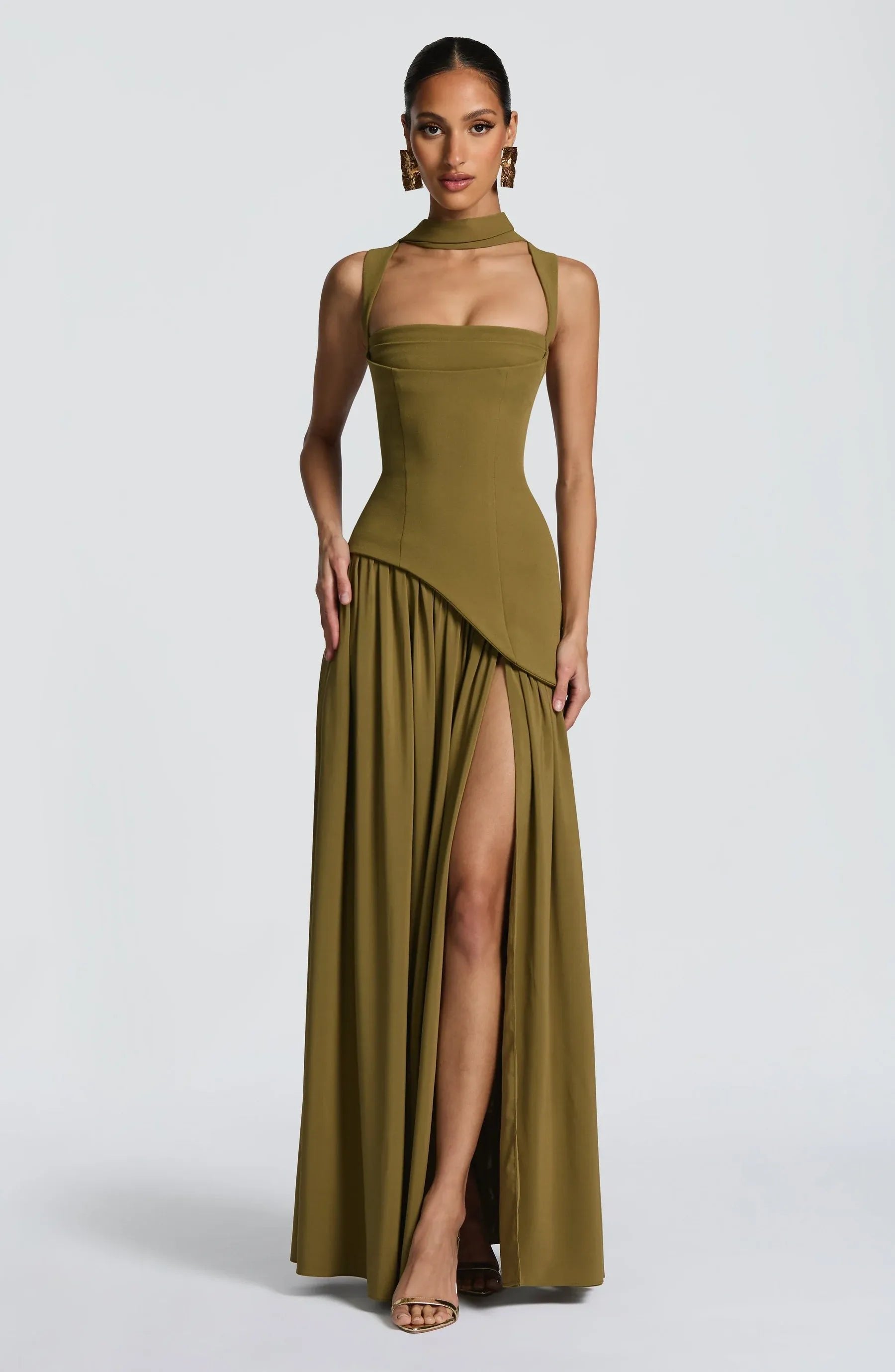 Isabella | Women's A-Line Sleeveless Fitted-Waist Maxi Dress