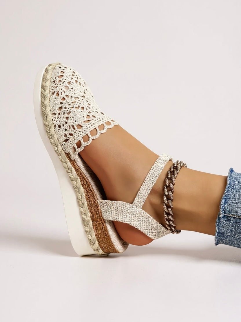Victoria | Women's Boho Crochet Ankle-Strap Espadrille Comfortable Sandals
