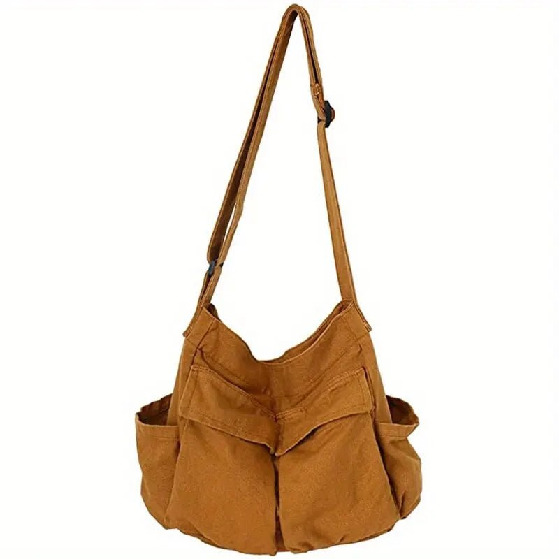 Charlotte | Women's Casual Multi-Pocket Canvas Tote Bag Slouchy Crossbody Shoulder Bag