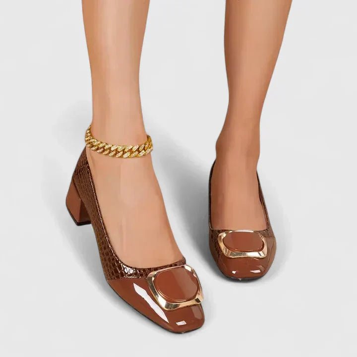 Camila | Women's Croc-Embossed Block Heel Loafers