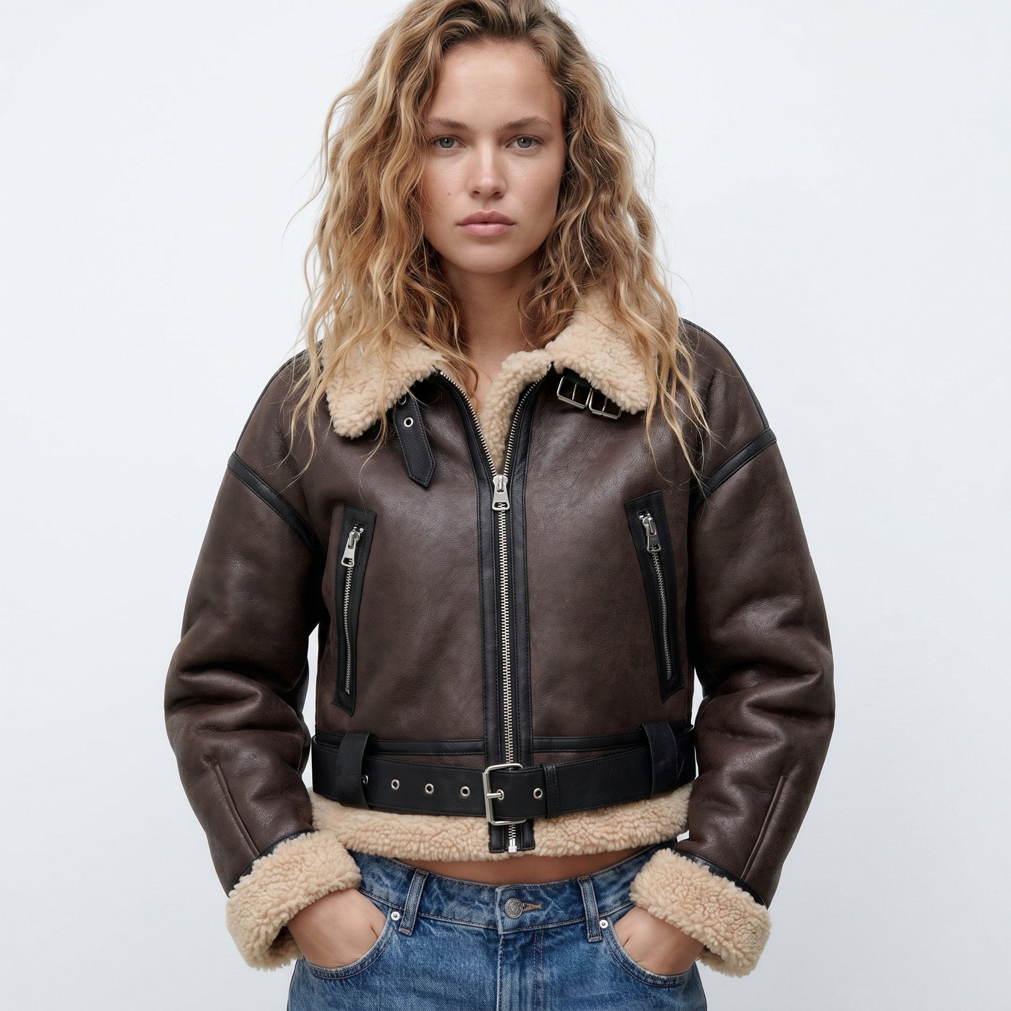 Isabella | Women's Double-Sided Shearling Bomber Jacket