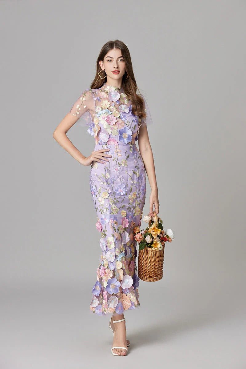 Scarlett | Women's Floral Applique Sleeveless Maxi Dress