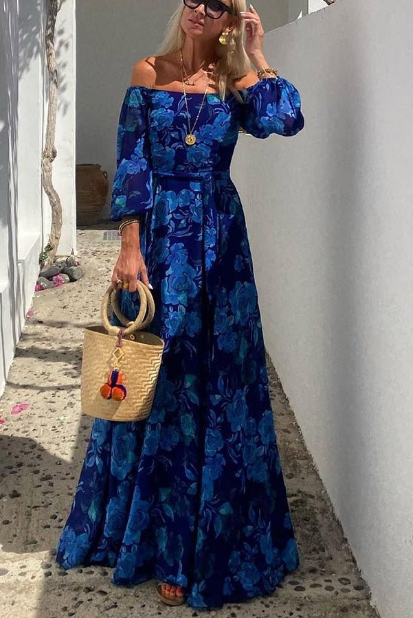 Amelia | Women's Floral Off-Shoulder Mother of the Bride Dress Maxi