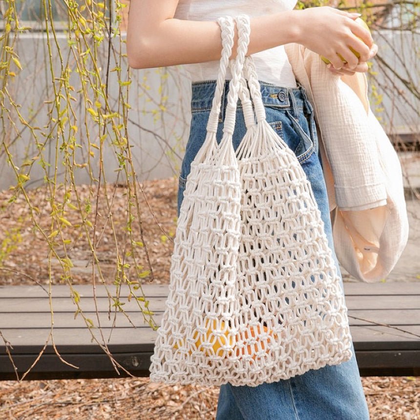 Grace | Women's Handmade Macrame Cotton Mesh Tote Bag