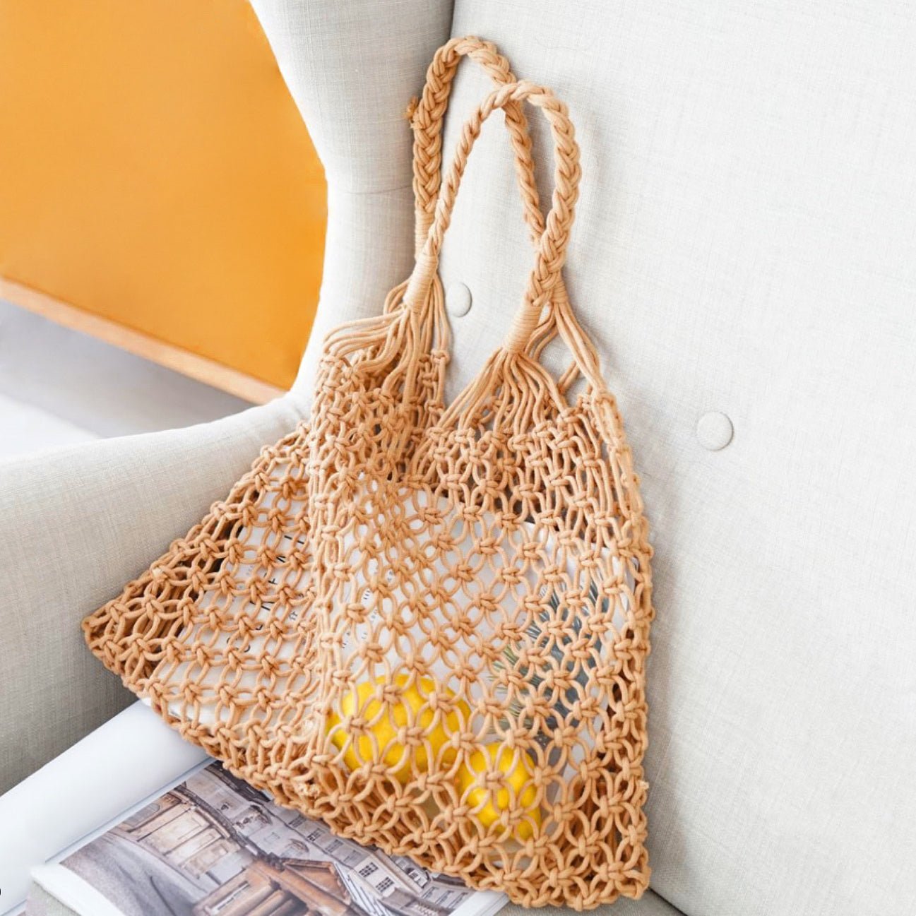 Grace | Women's Handmade Macrame Cotton Mesh Tote Bag
