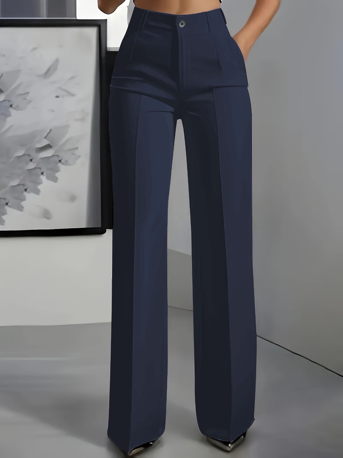 Isabella | Women's High Waisted Wide Leg Pants Front Pleat Straight Fit