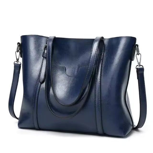 Layla | Women's Large Leather-Look Oil-Wax Shoulder Tote Bag
