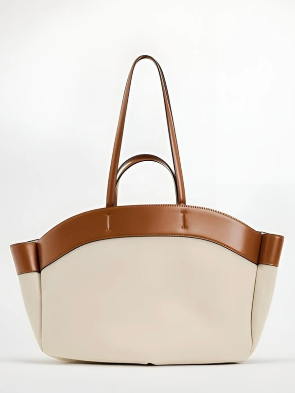 Charlotte | Women's Large Leather-Trim Open-Top Canvas Tote Bag
