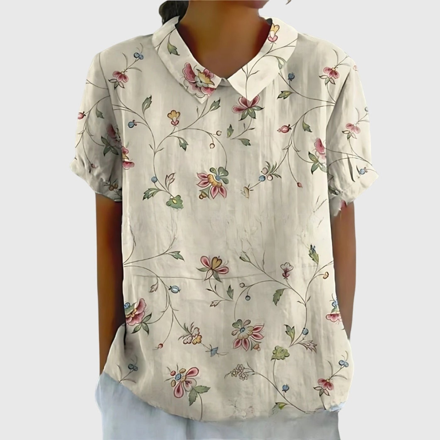 Grace | Women's Linen Short Sleeve Collared Blouse Relaxed Fit