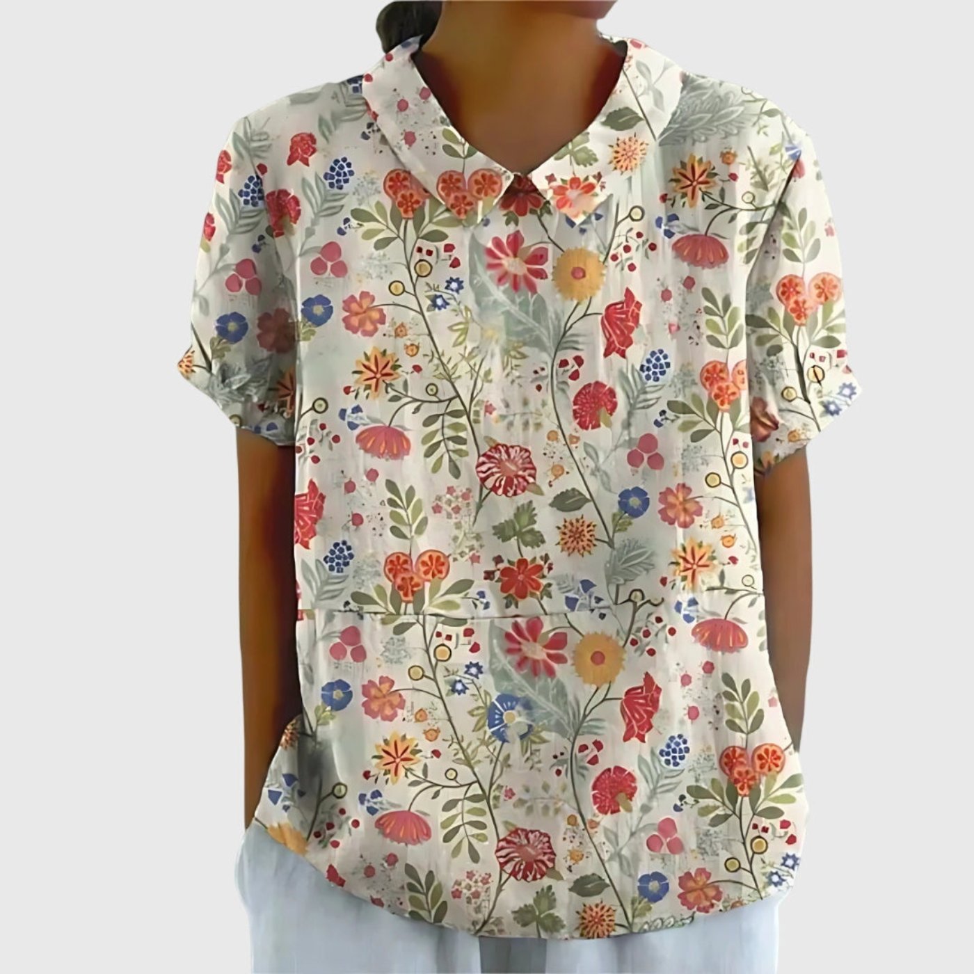 Grace | Women's Linen Short Sleeve Collared Blouse Relaxed Fit