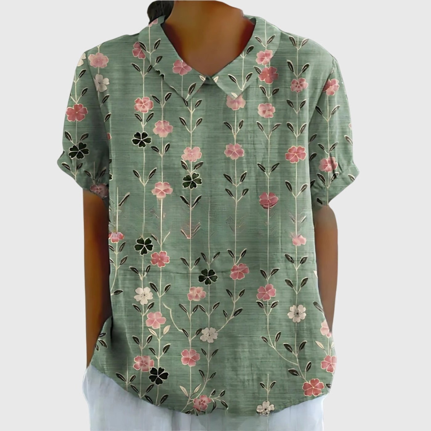 Grace | Women's Linen Short Sleeve Collared Blouse Relaxed Fit