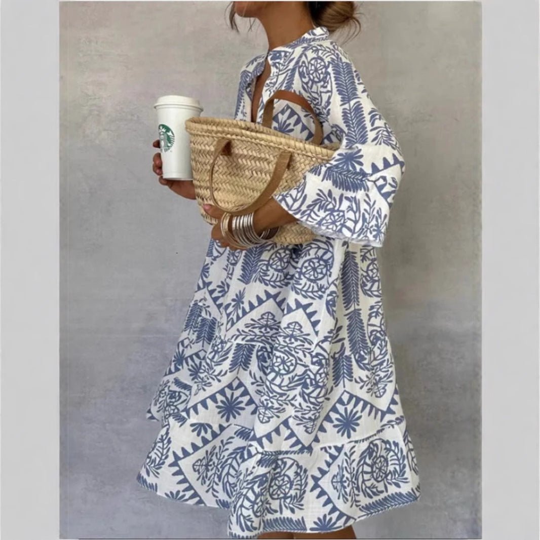 Scarlett | Women's Loose-Fit Floral Print Tiered Tunic Dress
