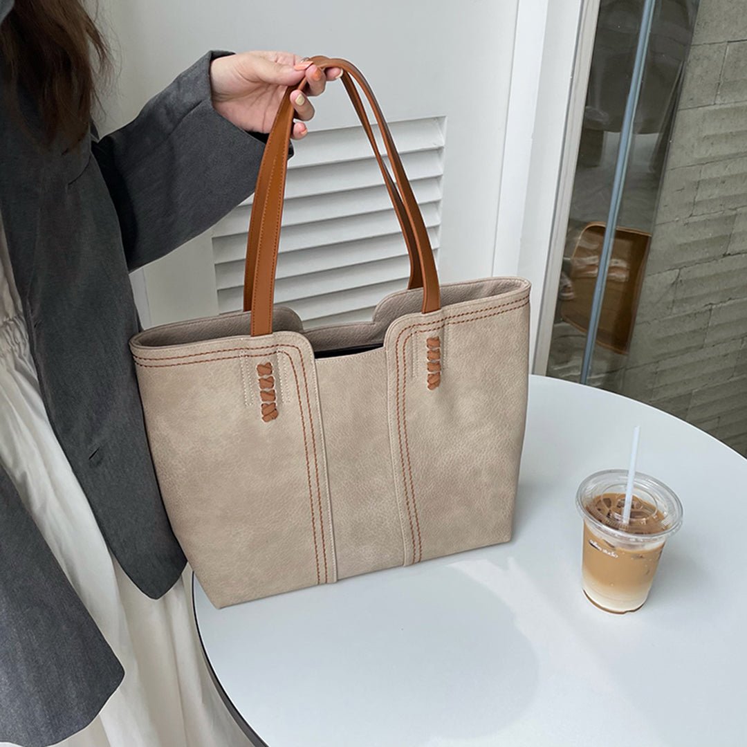 Harper | Women's Minimalist Vegan Leather Large Shoulder Tote Bag