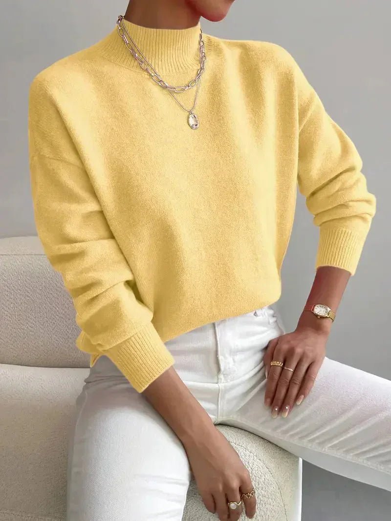 Layla | Women's Mock Turtleneck Relaxed-Fit Long Sleeve Sweater