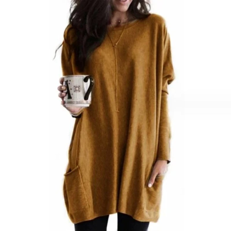Isabella | Women's Oversized Long Sleeve Pocket Tunic Top