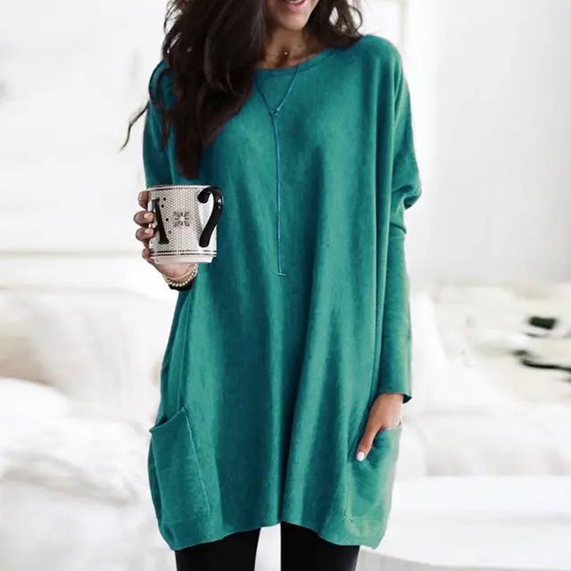 Isabella | Women's Oversized Long Sleeve Pocket Tunic Top