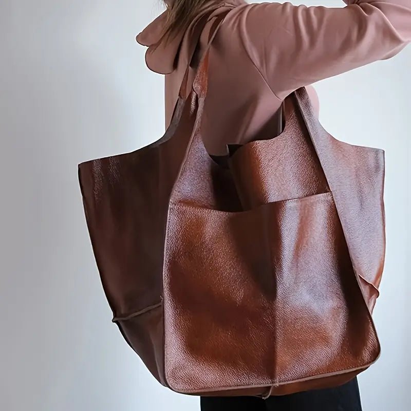 Harper | Women's Oversized Vegan Leather Magnetic Closure Tote Bag