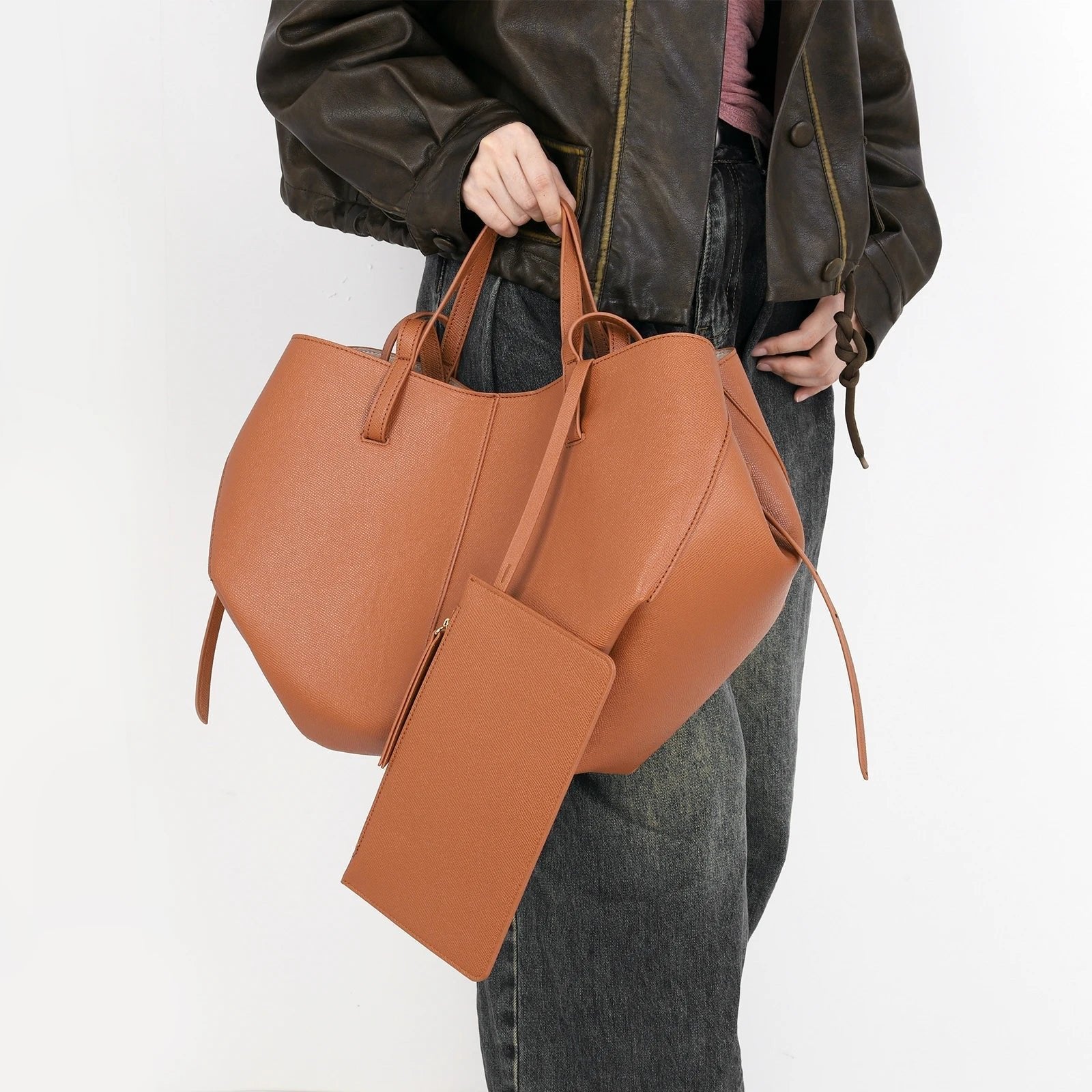 Isabella | Women's Oversized Vintage PU Leather Shoulder Tote Bag