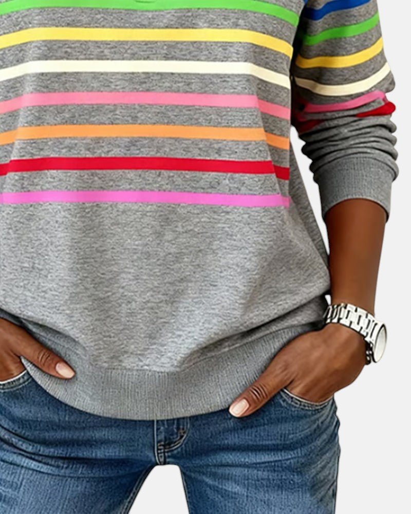 Madison | Women's Quarter Zip Sweatshirt Striped Long Sleeve Pullover