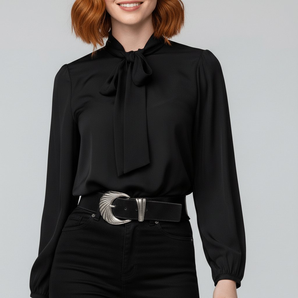 Penelope | Women's Relaxed-Fit Bow-Tie Neck Long-Sleeve Blouse