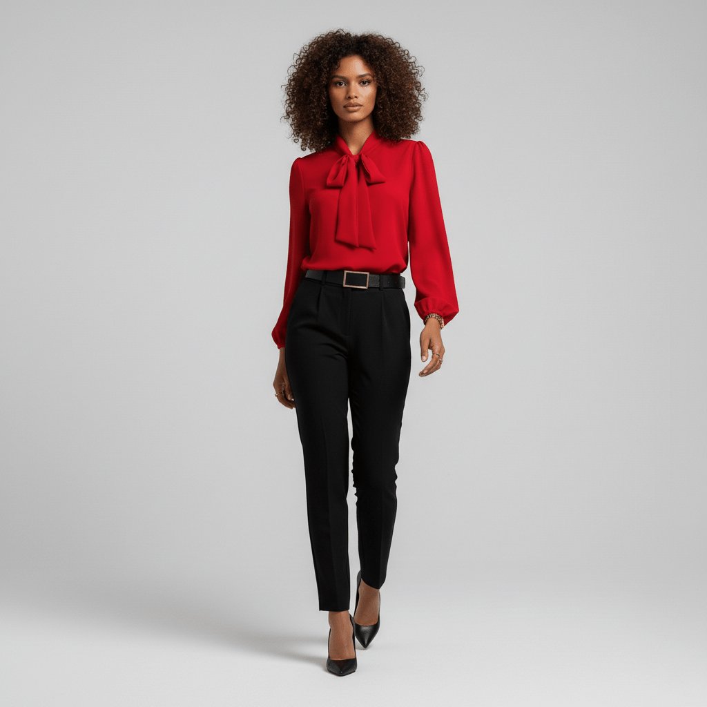Penelope | Women's Relaxed-Fit Bow-Tie Neck Long-Sleeve Blouse
