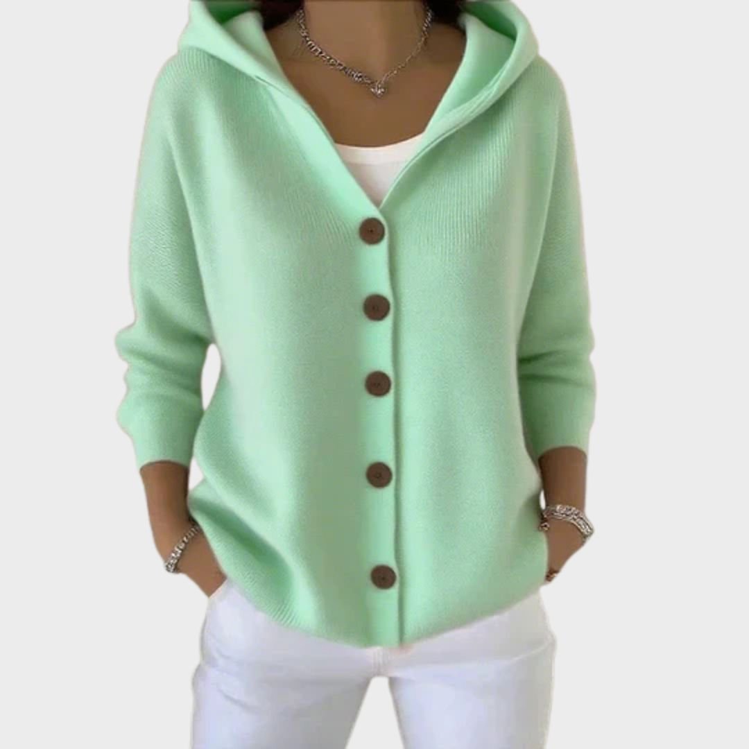 Mia | Women's Relaxed-Fit Hooded Button-Front Knit Cardigan