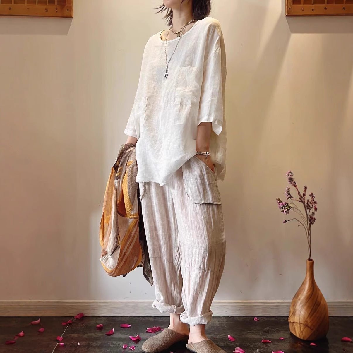 Grace | Women's Relaxed-Fit Linen Patch-Pocket Tunic