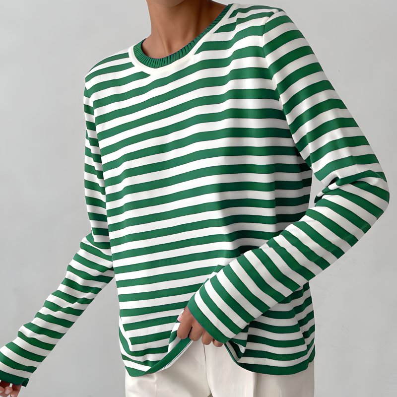 Evelyn | Women's Relaxed-Fit Nautical Striped Long Sleeve Sweater