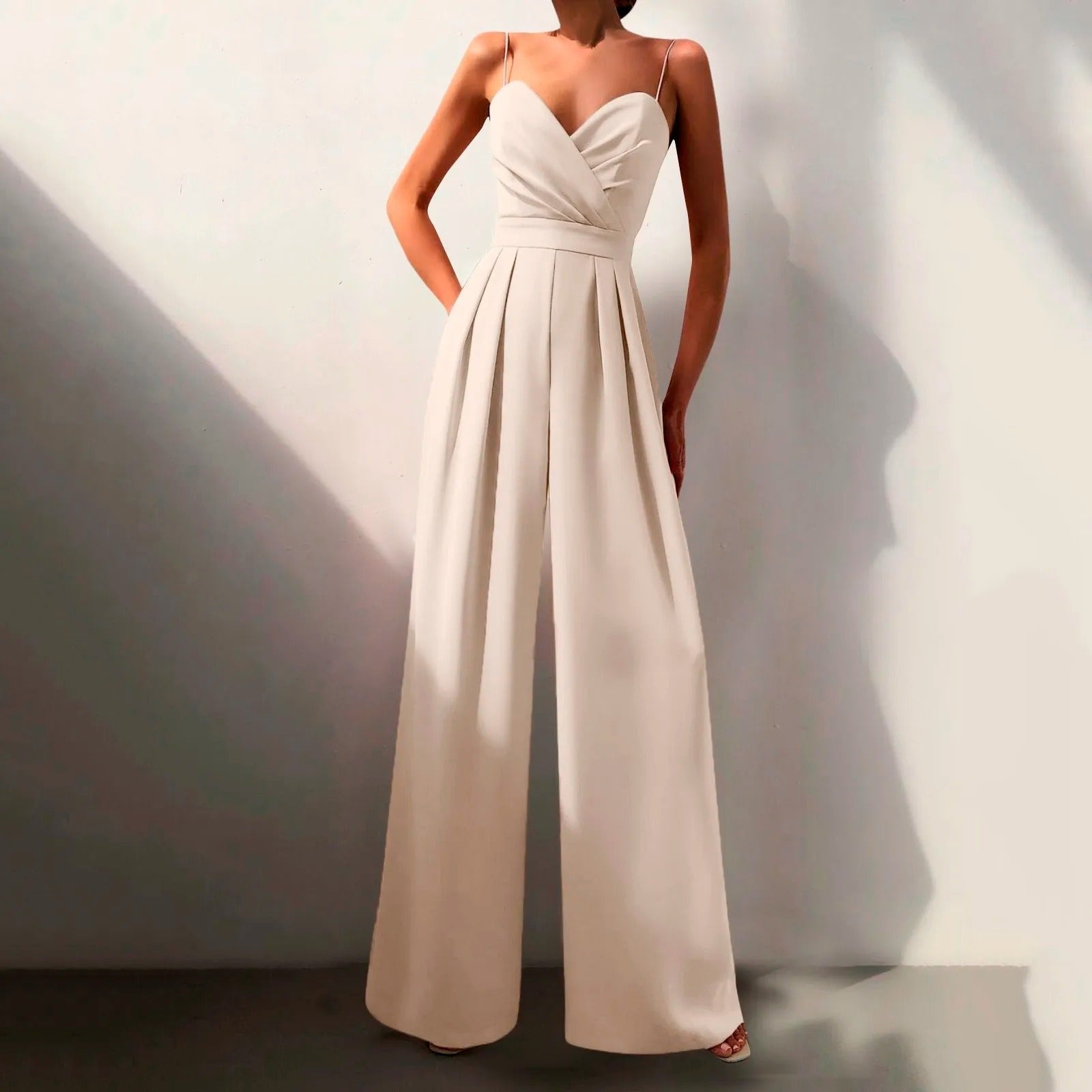 Luna | Women's Sweetheart Neck Spaghetti Strap Wide Leg Pants Jumpsuit