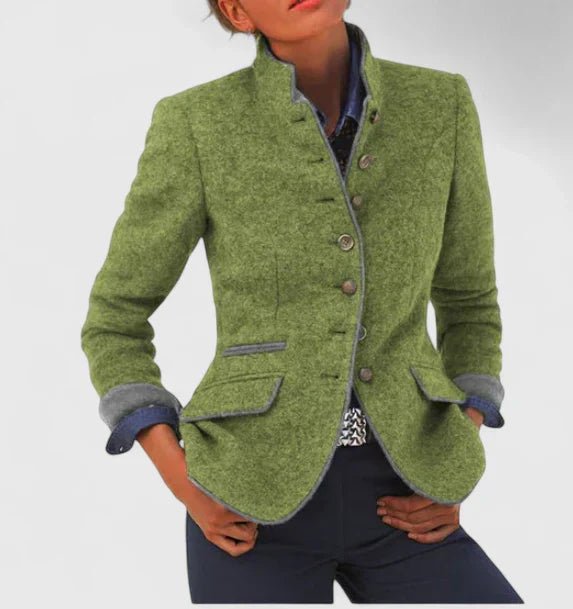 Madison | Women's Wool Blazer Stand-up Collar Button-Front Tailored